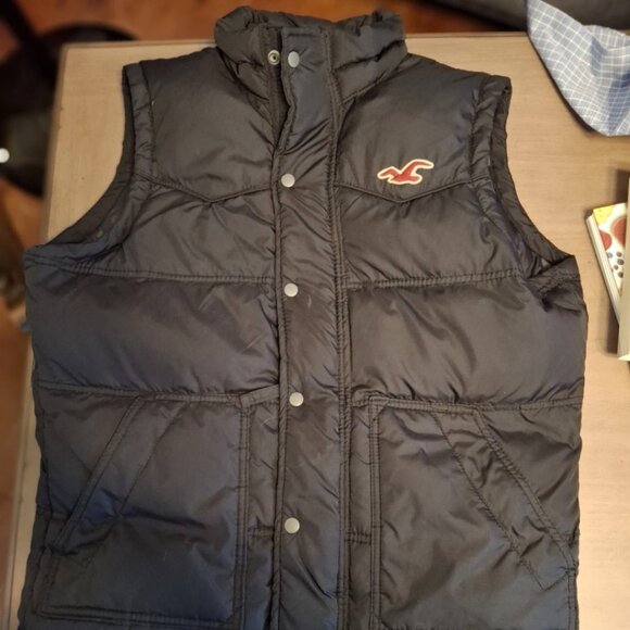 Hollister LOGO ICON Puffer Vest Black Mens size XL - Picture 1 of 3